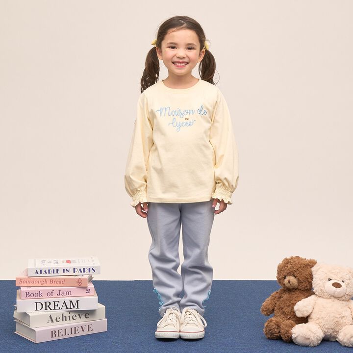 [Quick-Dry UV Non-Crumbling] Muteki T Logo Embroidery Shirred Sleeve Top,Yellow green, medium image number 18