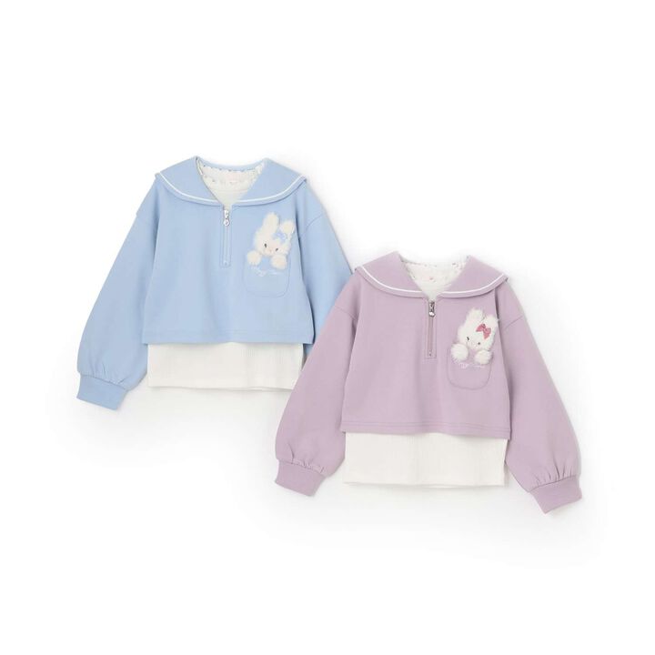 [Restock] Short Sailor Pullover & Long-Sleeve Petite High-Neck Set,Lilac, medium image number 13
