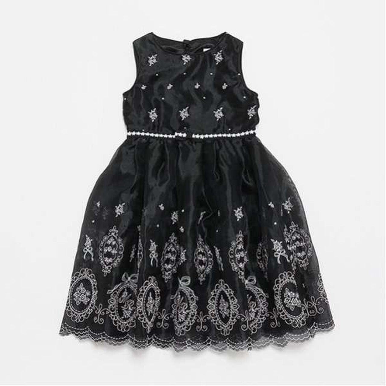 Rose Embroidery Organza One-Piece Dress,Black, large image number 12