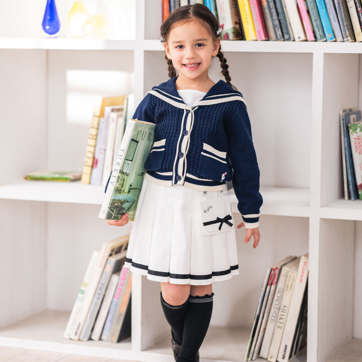 Pleated Skirt-Pants with Detachable Pocket,Navy, medium image number 16