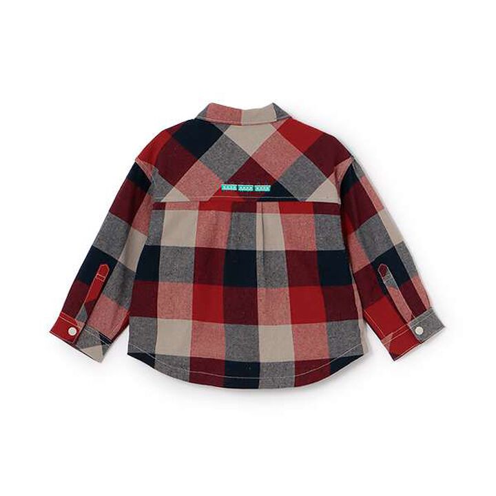 [Restock] Train Embroidery Checkered Long-Sleeve Shirt,Red, medium image number 1