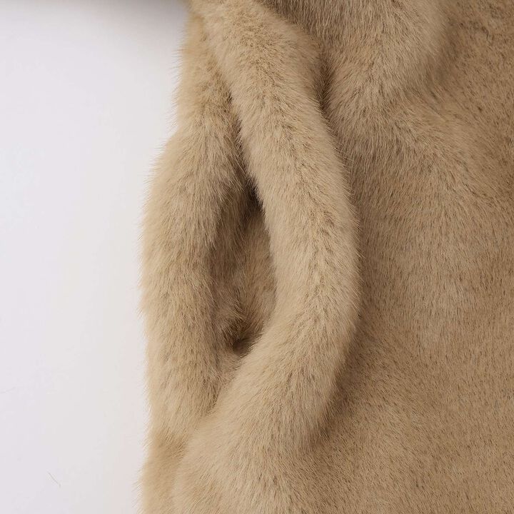 Double Zipper Faux Fur Bomber Jacket,Off white, medium image number 19