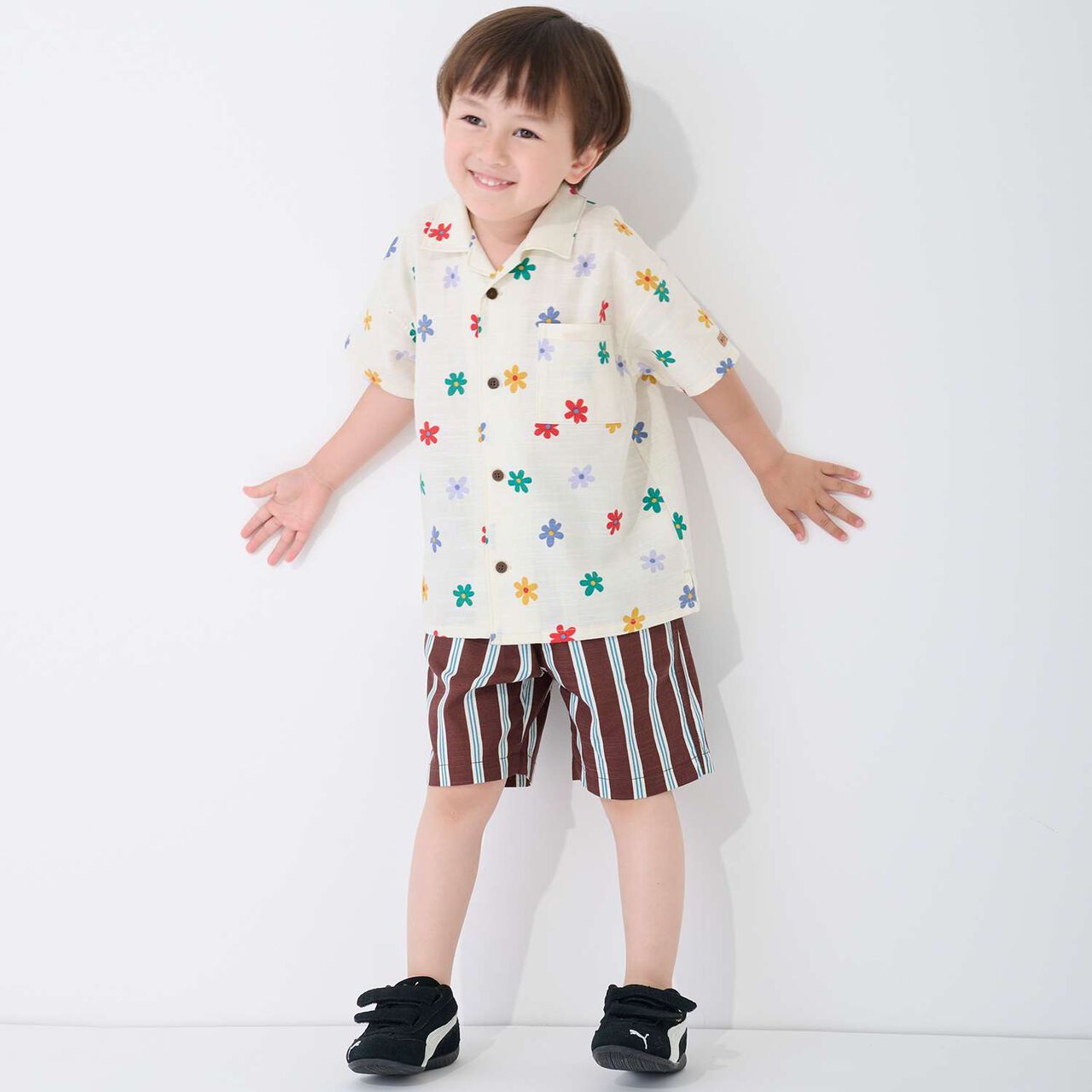 [Link] Cotton Rayon All-Over Pattern Open-Collar Shirt,Multi color, large image number 4