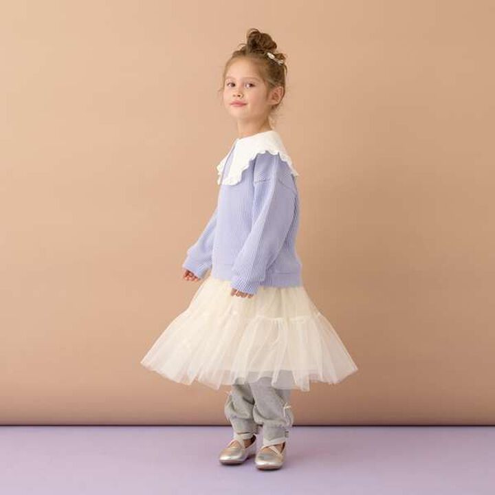 Tiered Tulle Skirt with Ribbon,Black, medium image number 2