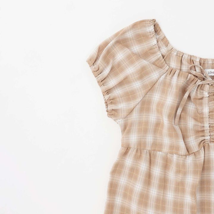 Gathered Checkered Tunic Dress,Orange, medium image number 10