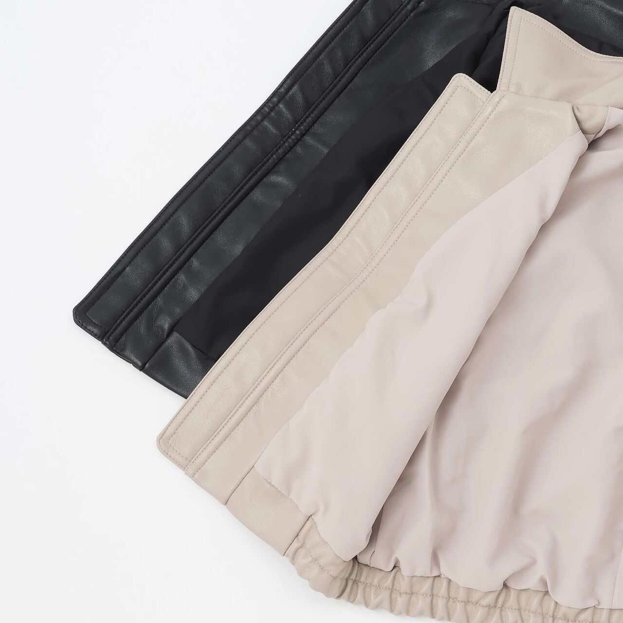 [Link] Faux Leather Jacket,Beige, large image number 9