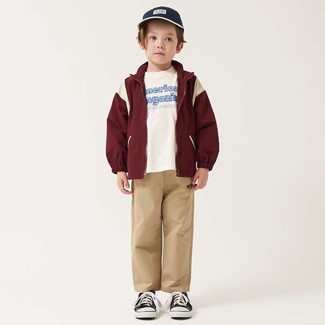 Water-Resistant Color Block Windbreaker,Deep red, large image number 4