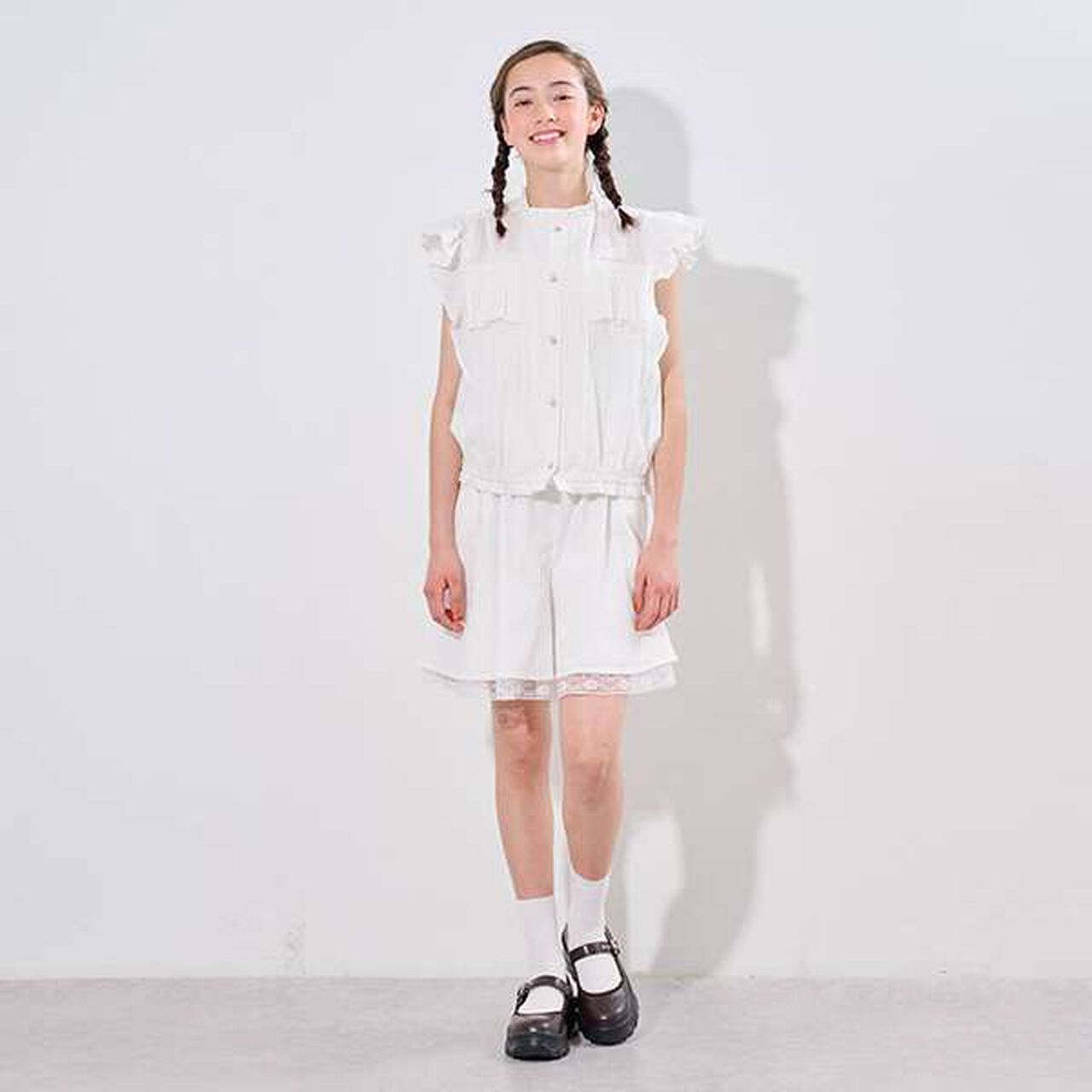 Lace Hem Culottes,Off white, large image number 13