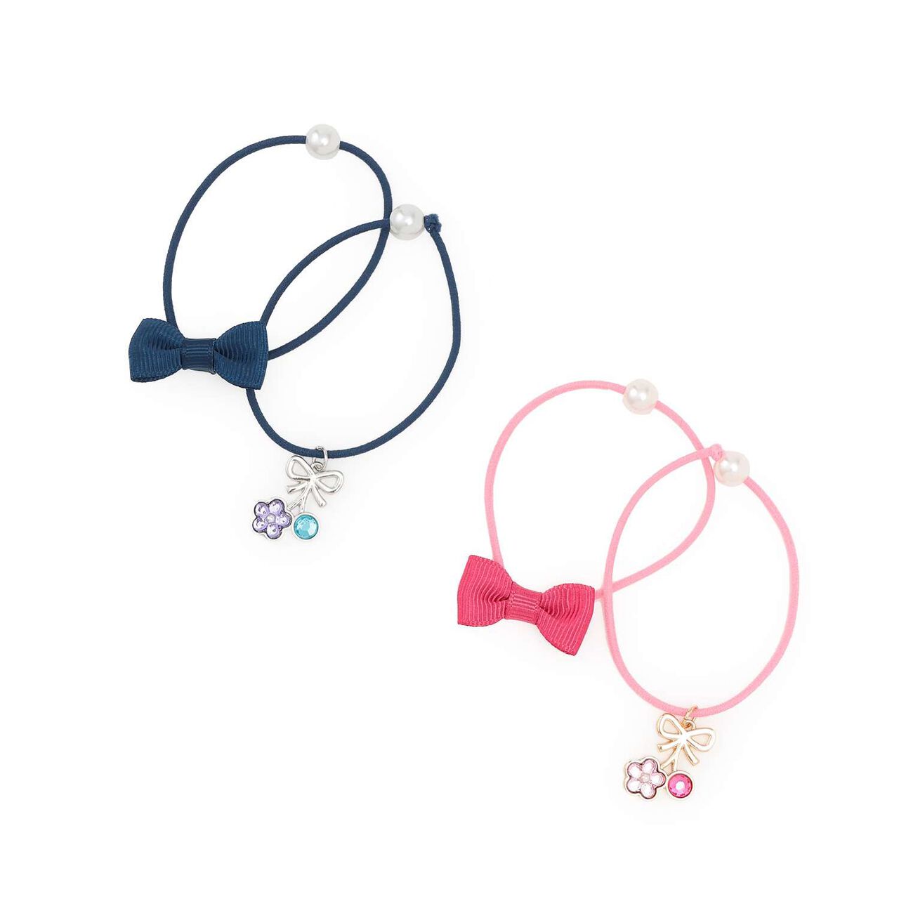 Ribbon Motif Hair Ponytail Holder,Pink, large image number 3