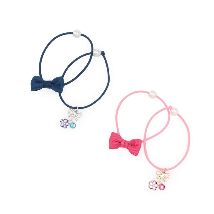 Ribbon Motif Hair Ponytail Holder,Pink, medium image number 3