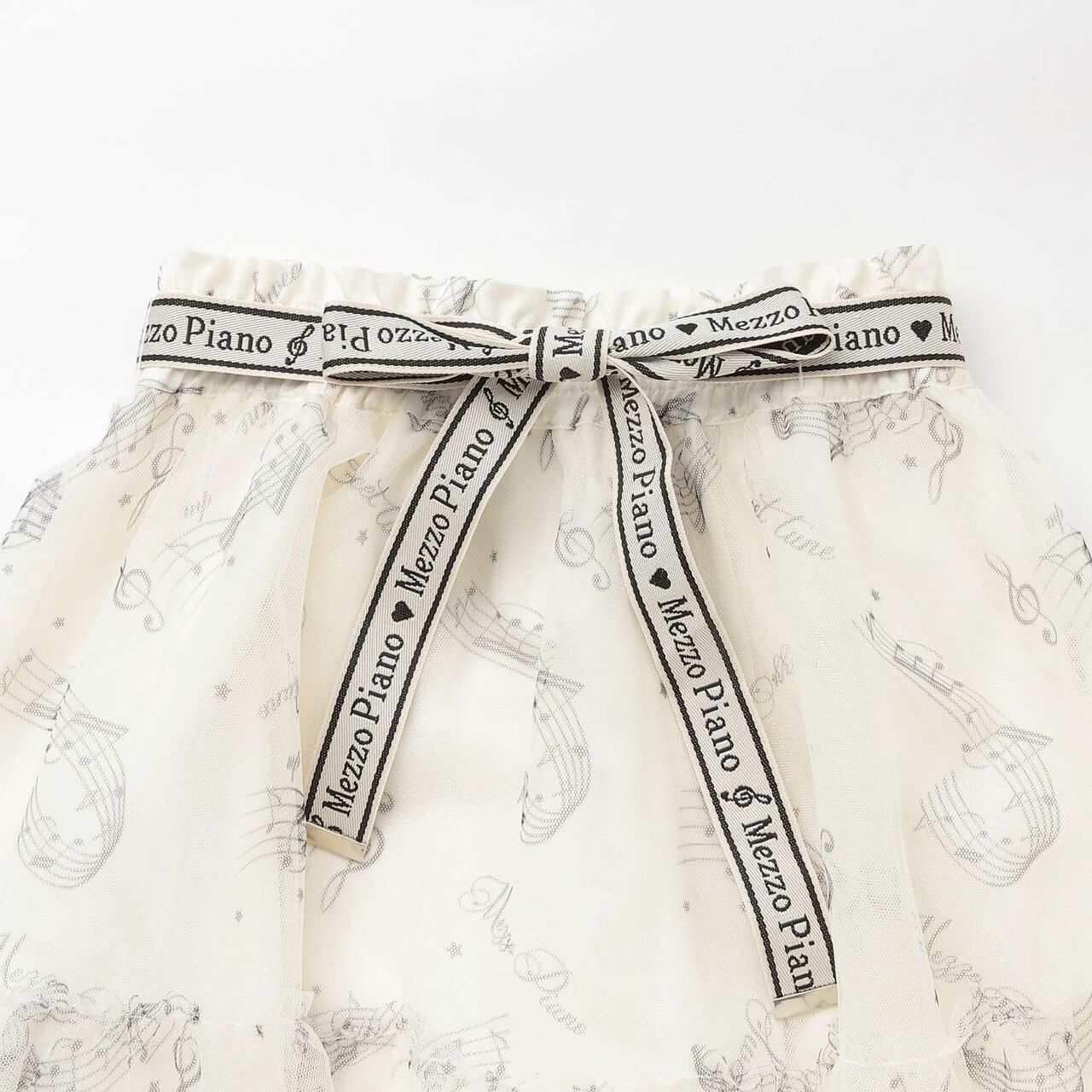 Musical Note Pattern Frill Tulle Skirt♪,Black, large image number 2