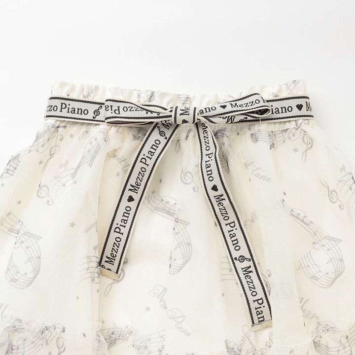 Musical Note Pattern Frill Tulle Skirt♪,Black, medium image number 2