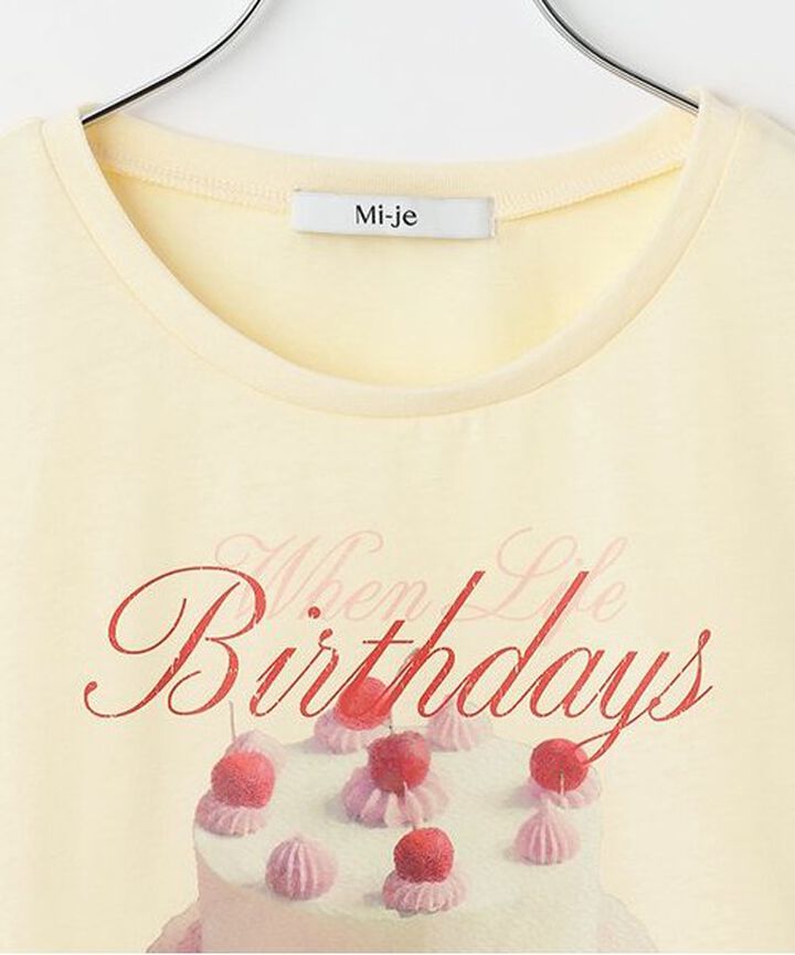 Cake Motif Short Sleeve T-Shirt,Red, medium image number 6