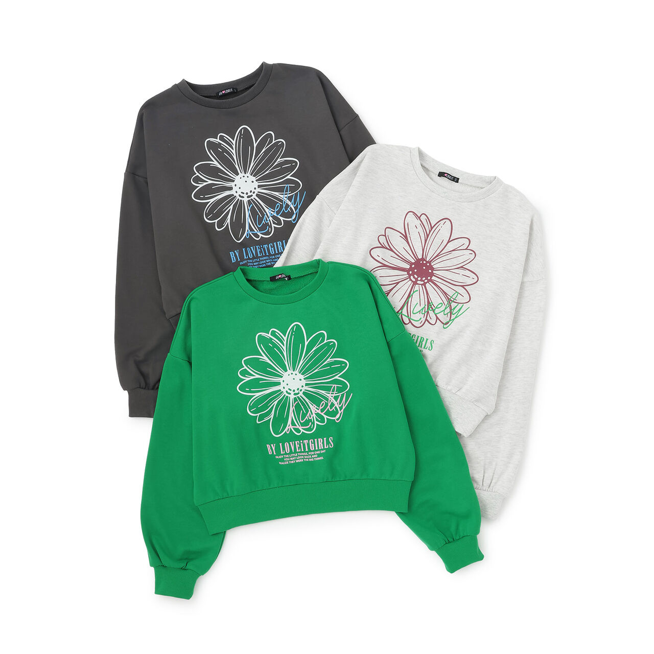 Flower Flock Pullover,Charcoal gray, large image number 3