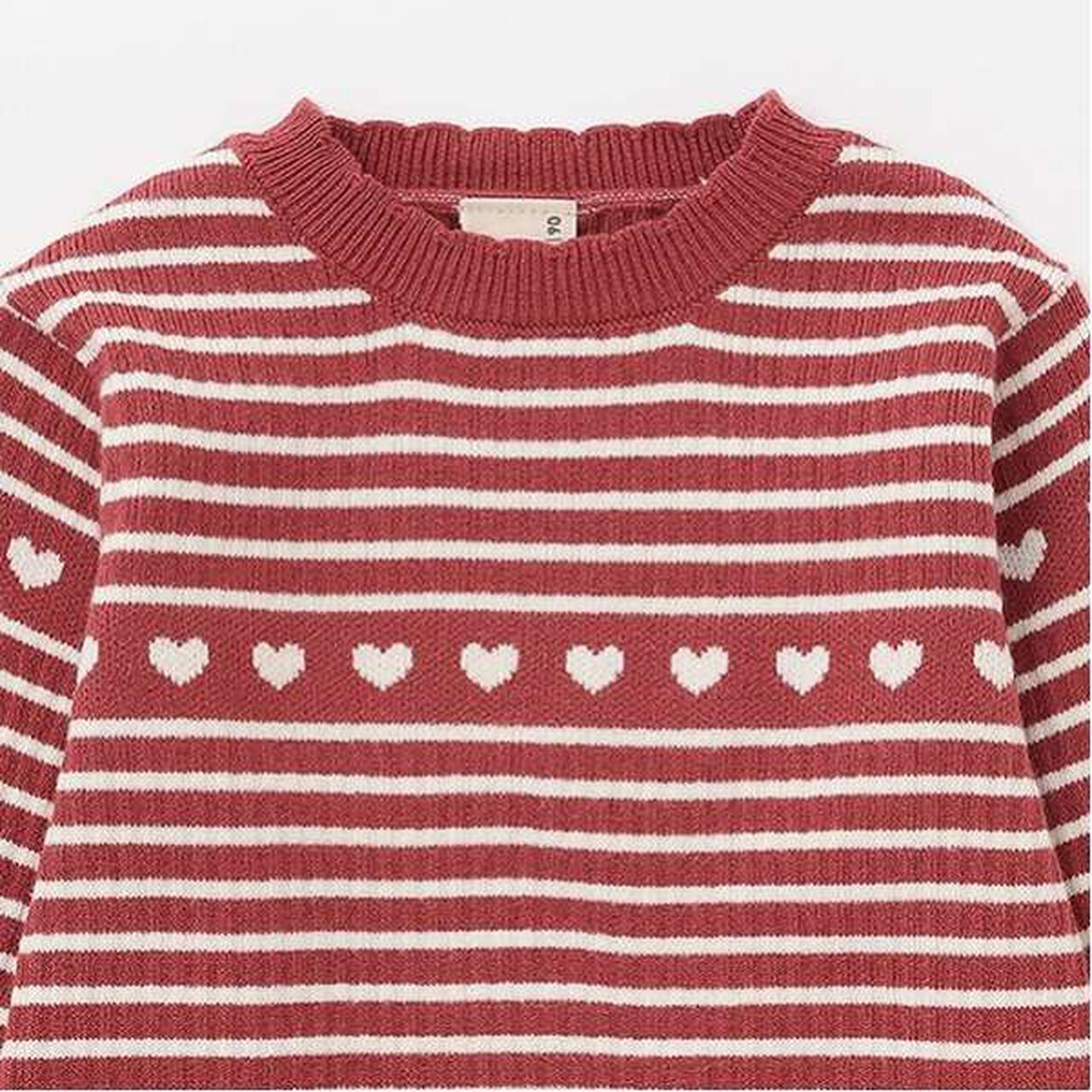 Fluffy Heart Rib Knit,Red, large image number 8