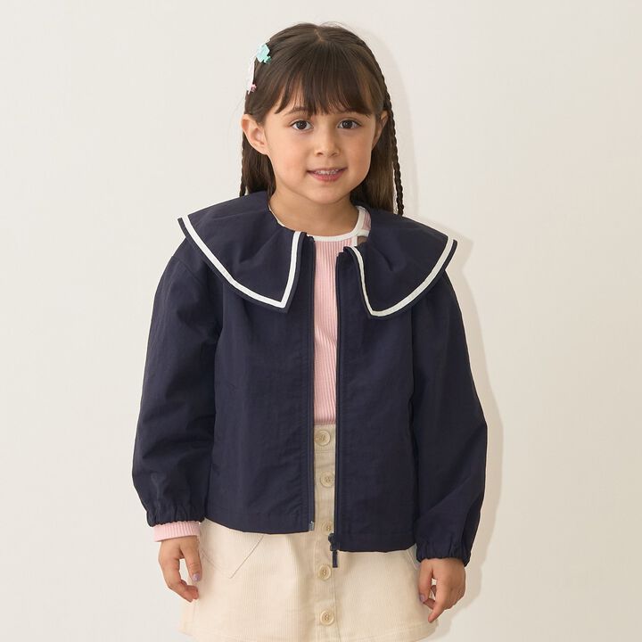 Frill Collar Windbreaker,Navy, medium image number 0