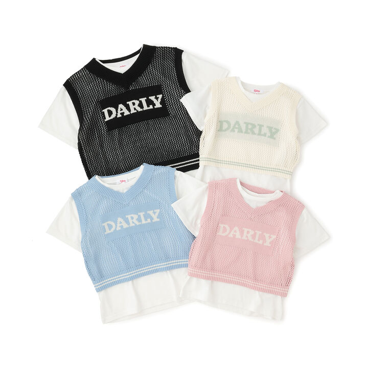 Washable Mesh Knit Vest + Short Sleeve T-Shirt,Sax blue, medium image number 9