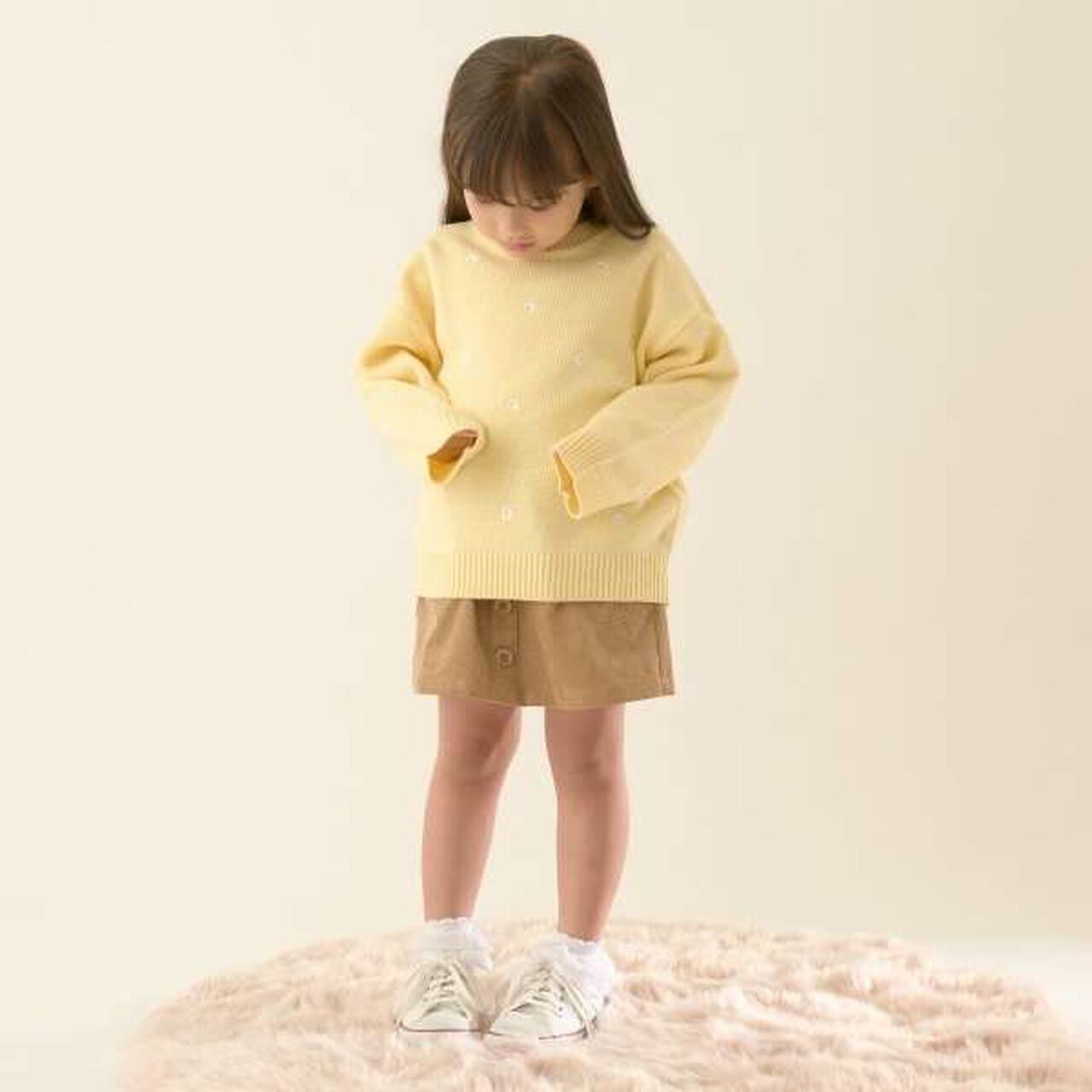 Heart & Flower Embroidered Sweater Set,Cream, large image number 5