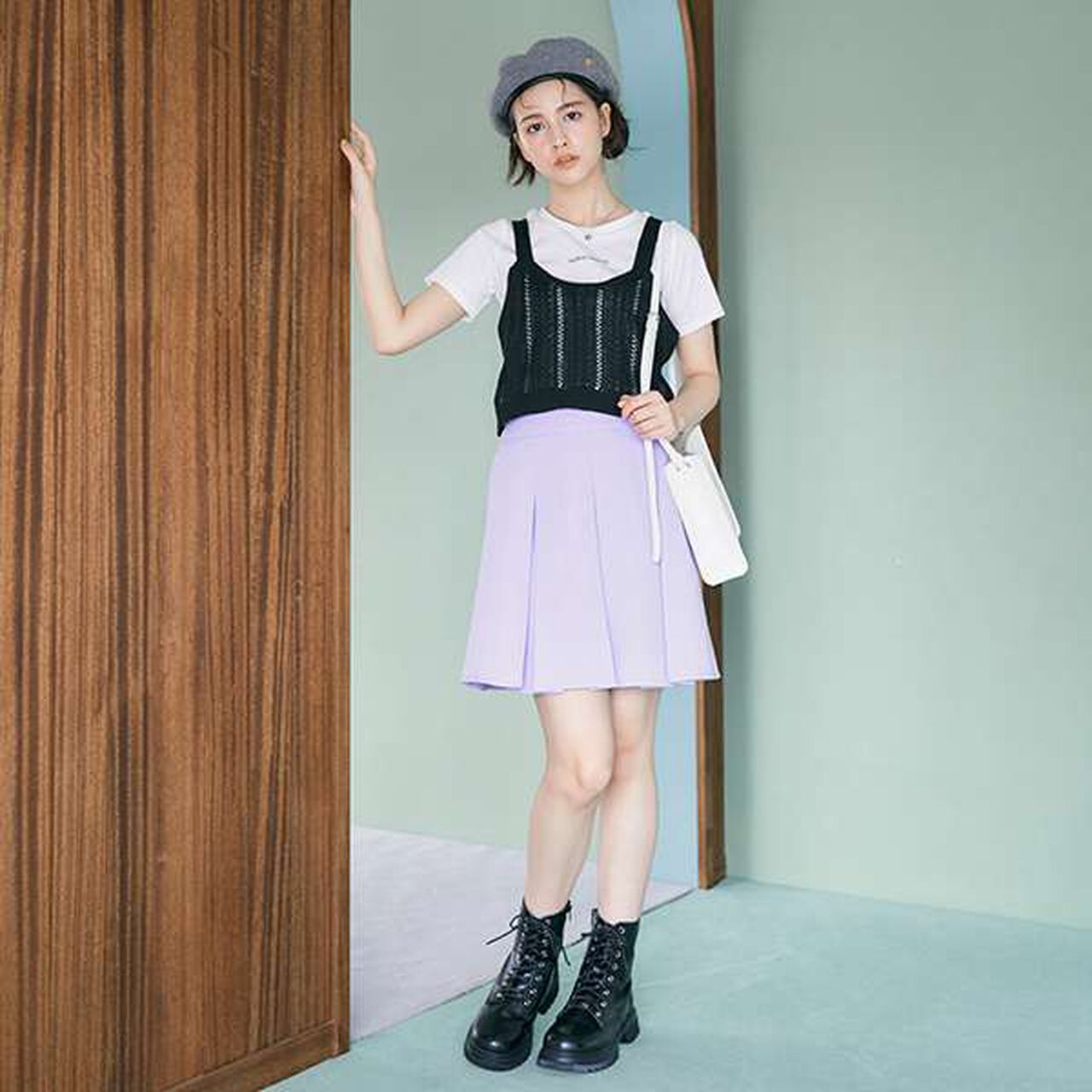 Knit Vest Inner Wear Set,Emerald green, large image number 8