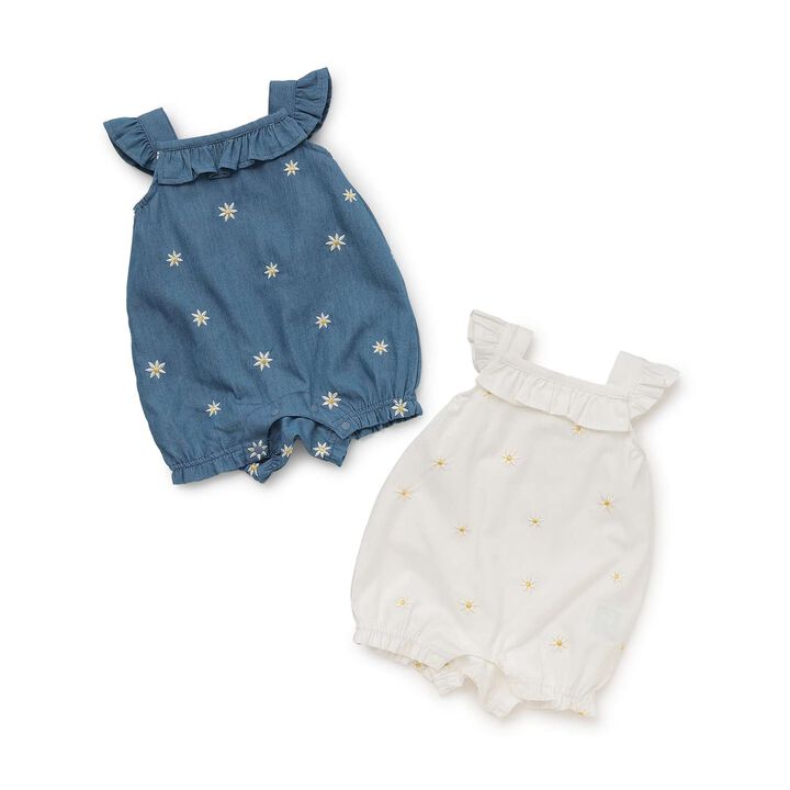 Daisy Embroidered Overalls,Ivory, medium image number 6