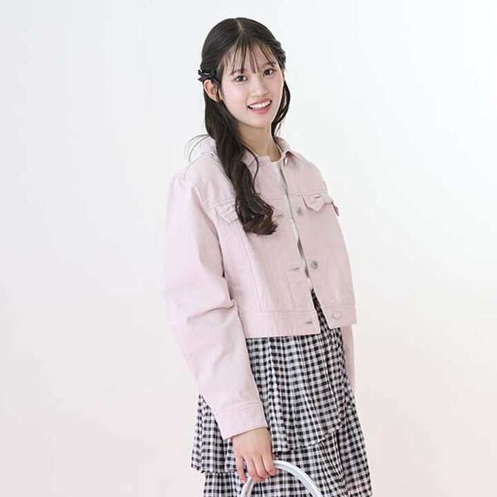 Ribbon Flap Denim Jacket,Pink, medium image number 8