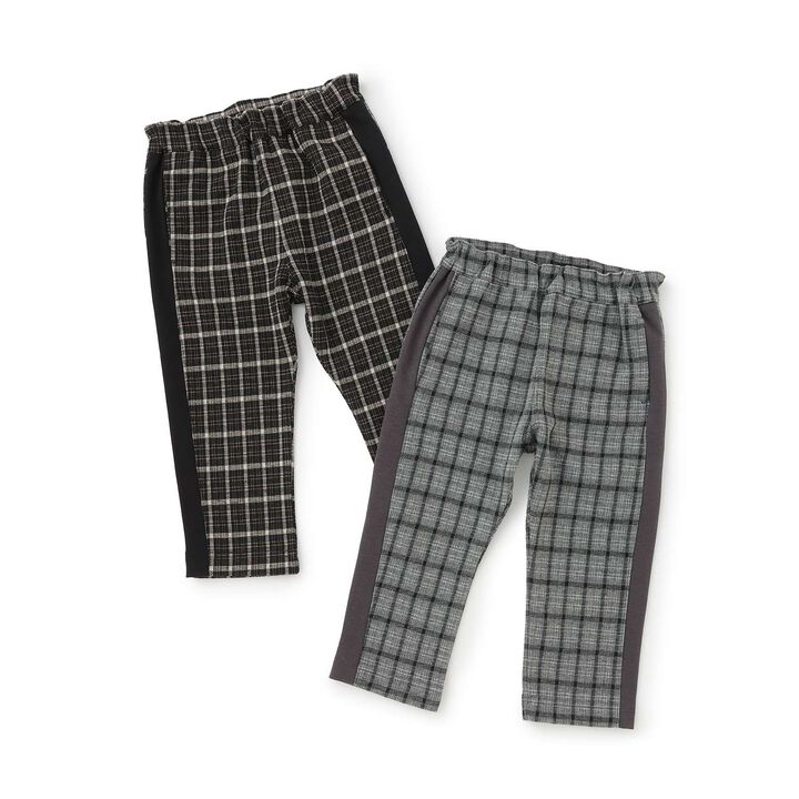 Jacquard Checkered Tapered Pants,Black, medium image number 6