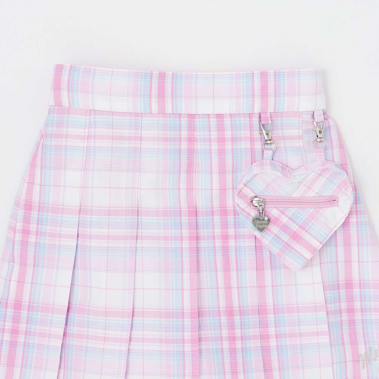 Heart Pouch Wrap-Style Checkered Culotte Skirt,Pink, large image number 2