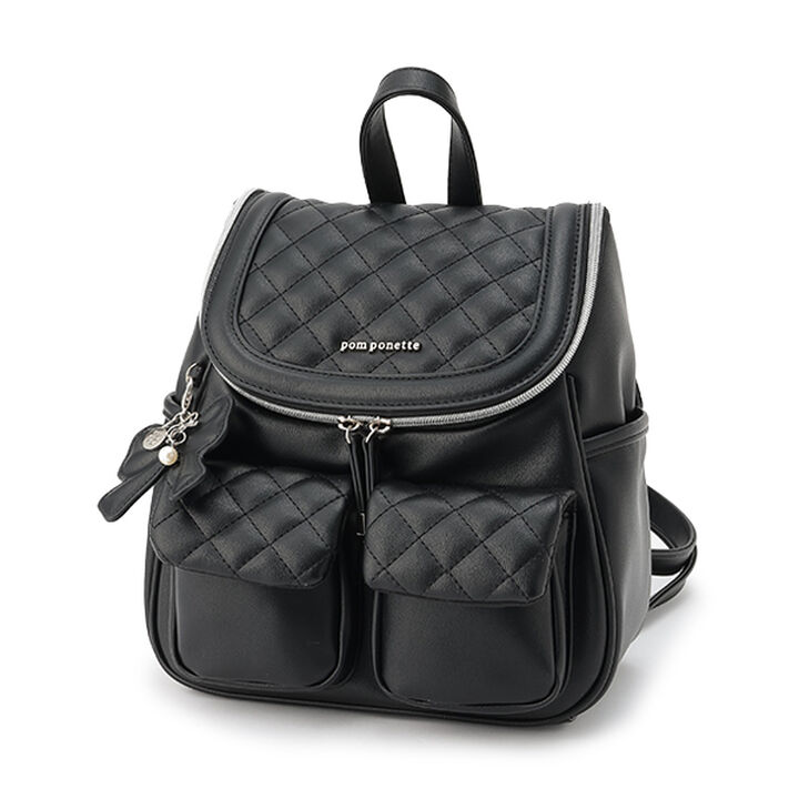 Bucket Backpack with Ribbon Charm,Black, medium image number 0