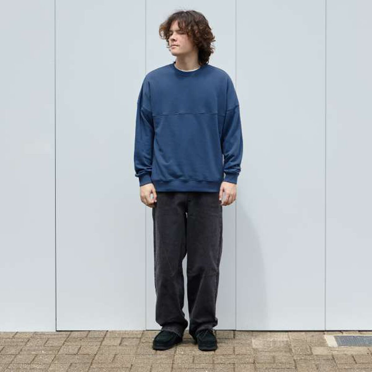 Pilling Resistant Durable Material Back Wide Logo Print Big Sweatshirt,Blue, large image number 3