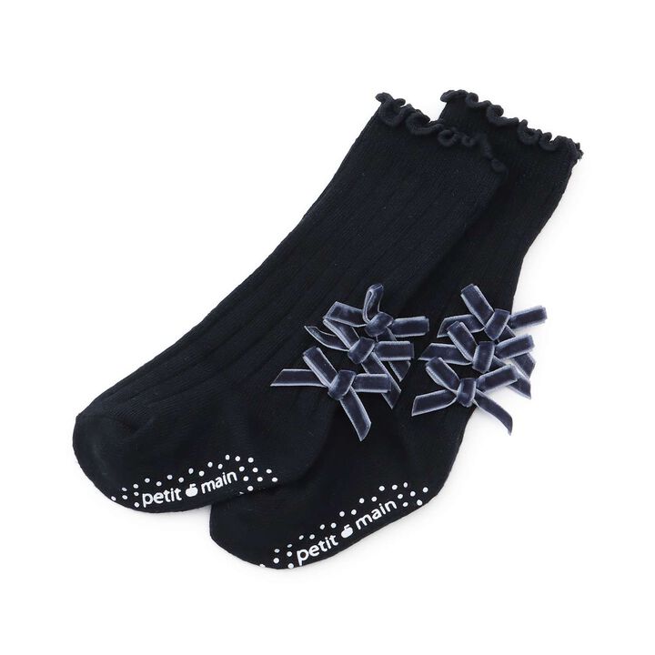 Ribbon Knee-High Socks,Navy, medium image number 0