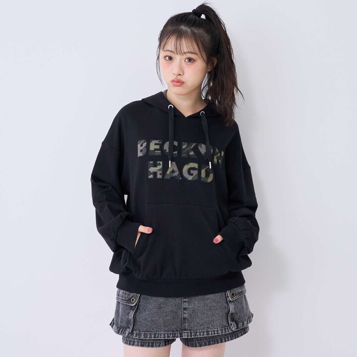[100% Cotton] Patterned Logo Appliqu&eacute; Hoodie,Off white, medium image number 3