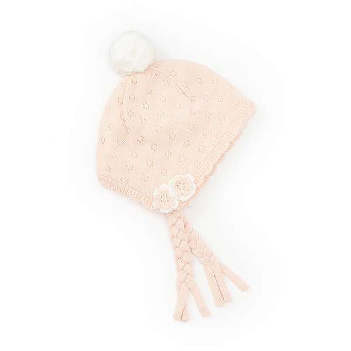 KP See-Through Pattern Knit Boa-Lined Hat (Free),Off white, medium image number 1