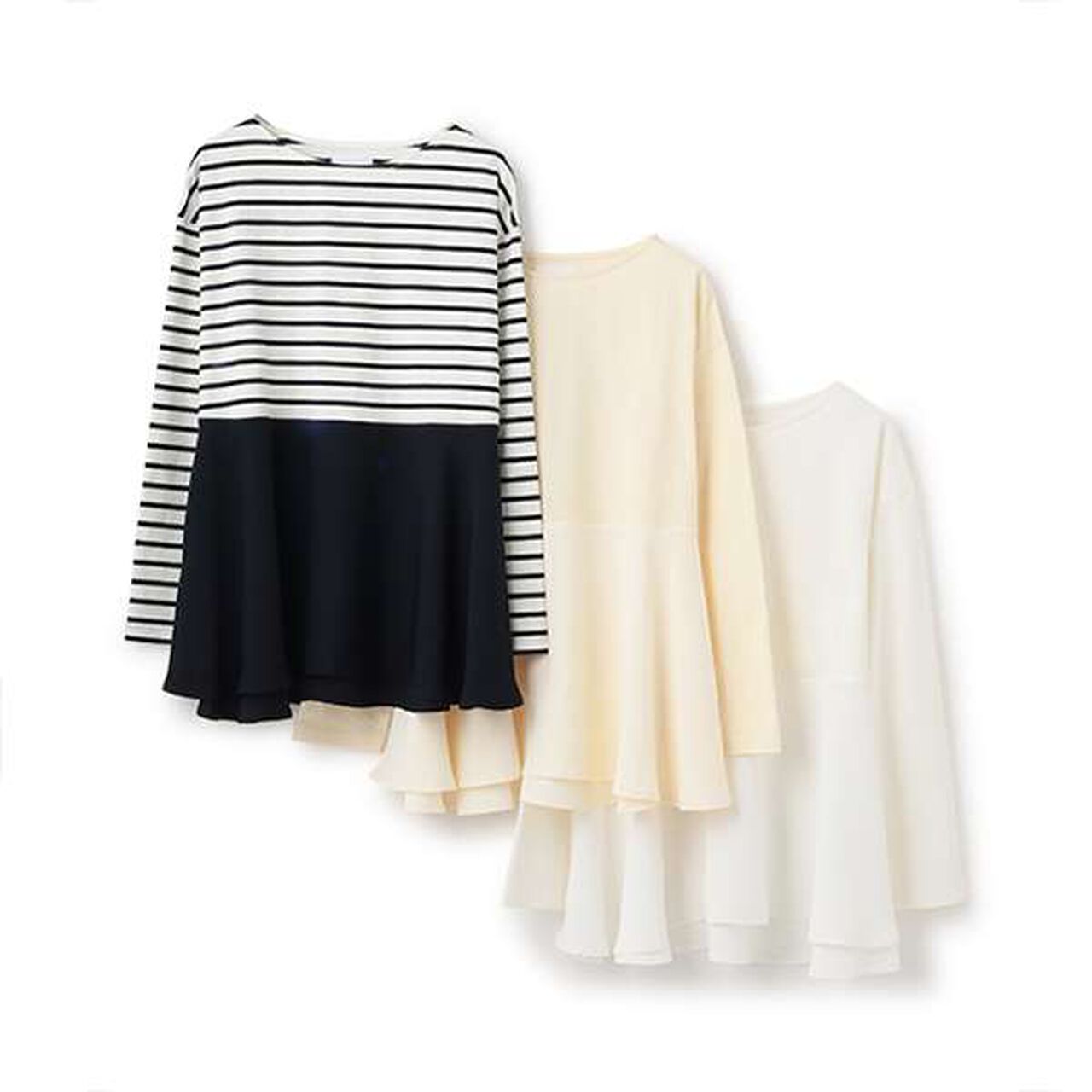 Link Peplum Long Sleeve T-Shirt,Cream, large image number 5