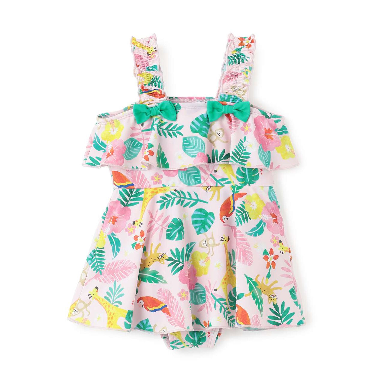 [SWIM] Tropical Print One-Piece Dress Swimsuit,Red, large image number 9