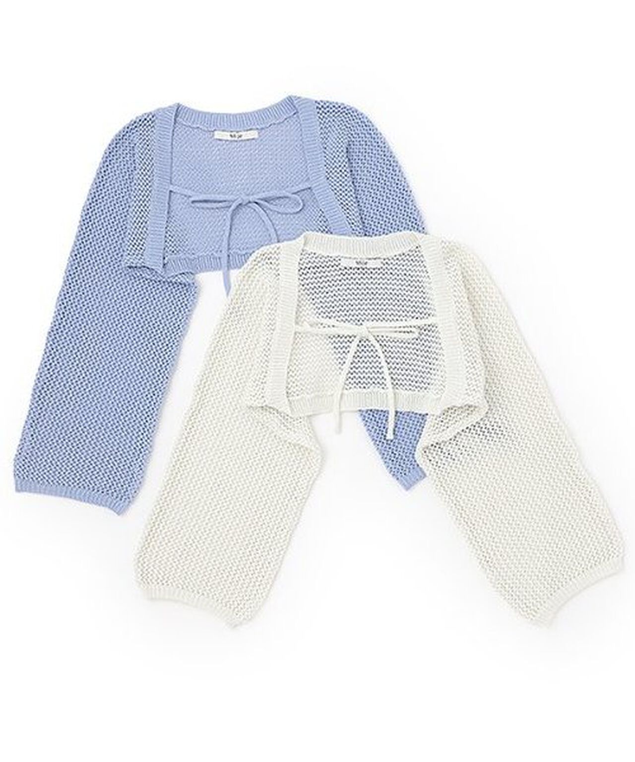 Mesh Ribbon Cardigan,Blue, large image number 9