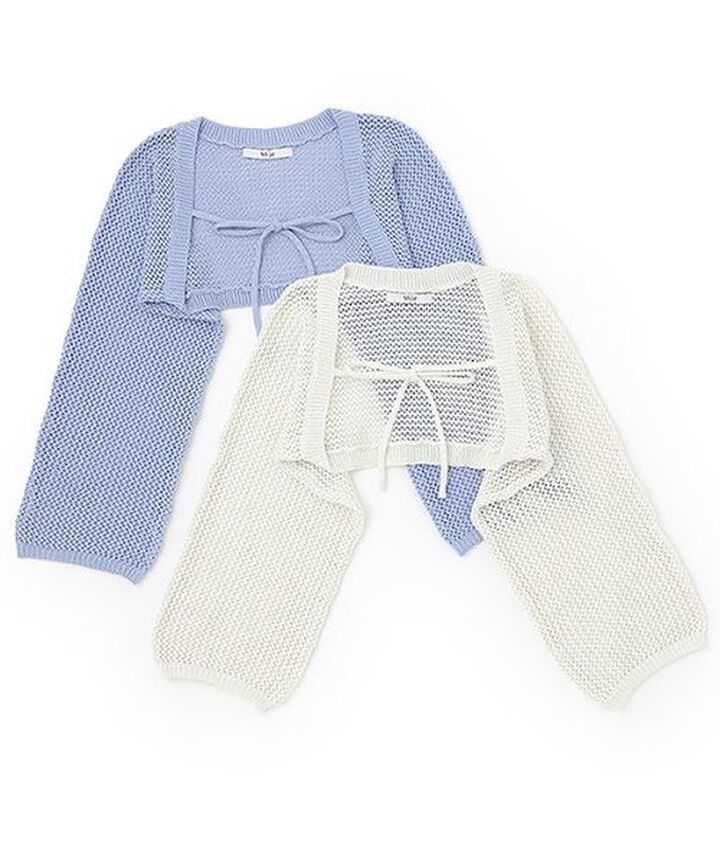 Mesh Ribbon Cardigan,Blue, medium image number 9