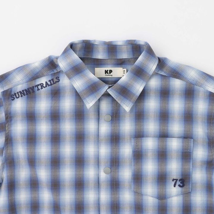 Ombre Checkered Short-Sleeve Shirt,Khaki, medium image number 2