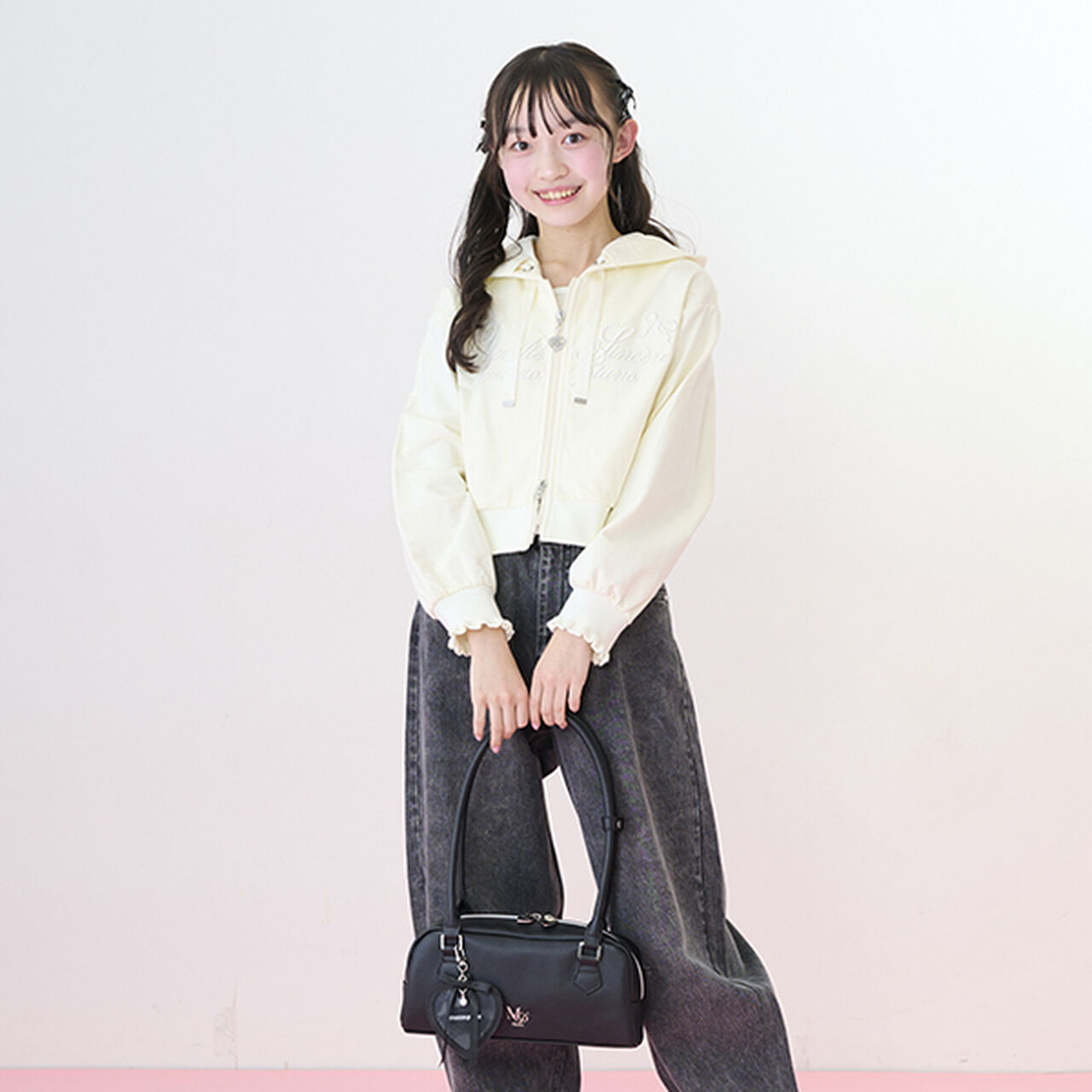 Heart Charm Long Handle Bag,Light blue, large image number 2