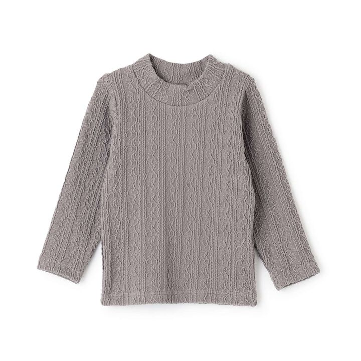 Shea Butter Jacquard High Neck Long Sleeve T-Shirt,Mocha tea, medium image number 0