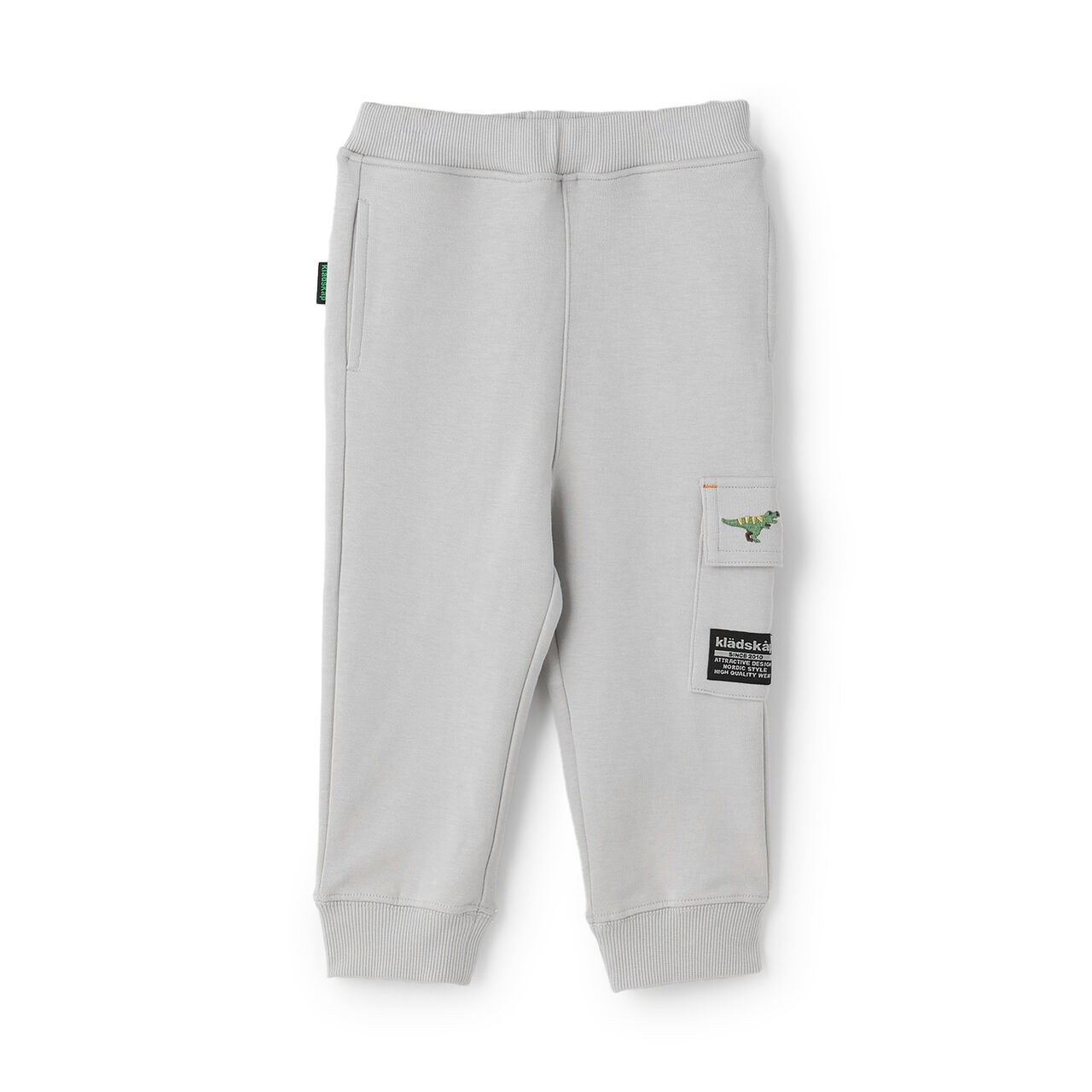 [Popular Item Restocked] [Not Available at Physical Stores] Dinosaur Embroidered Ribbed Hem Cargo Pants,Light gray, large image number 0