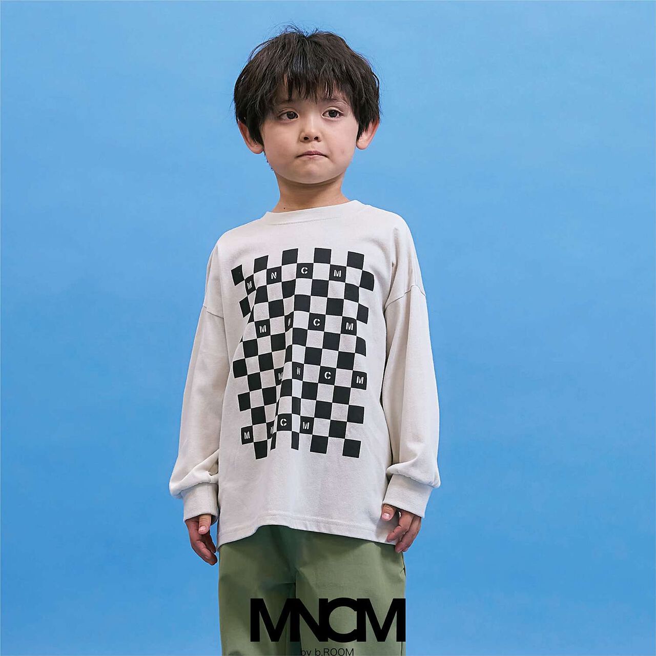 [Anti-Stain & Quick-Dry & Shape Retention] Checker Flag Printed T-Shirt [MNCM],Ivory, large image number 0