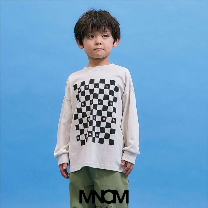[Anti-Stain & Quick-Dry & Shape Retention] Checker Flag Printed T-Shirt [MNCM],Ivory, medium image number 0