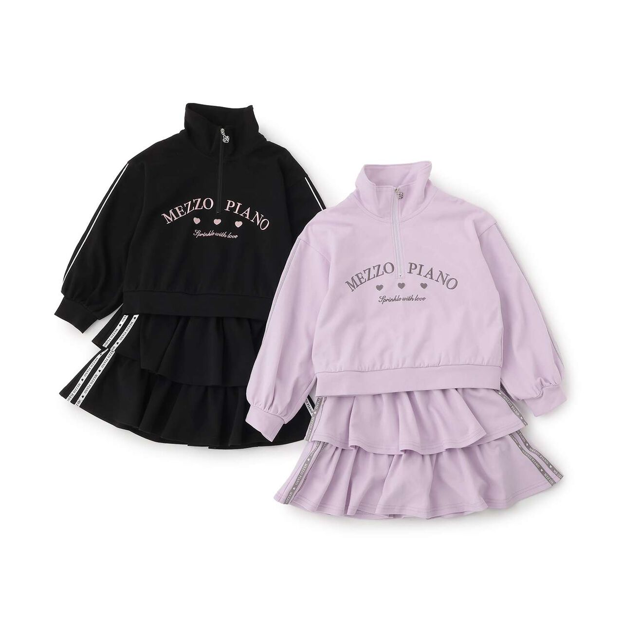 Half-Zip Pullover & Frill Skirt-Shorts Set,Lavender, large image number 16