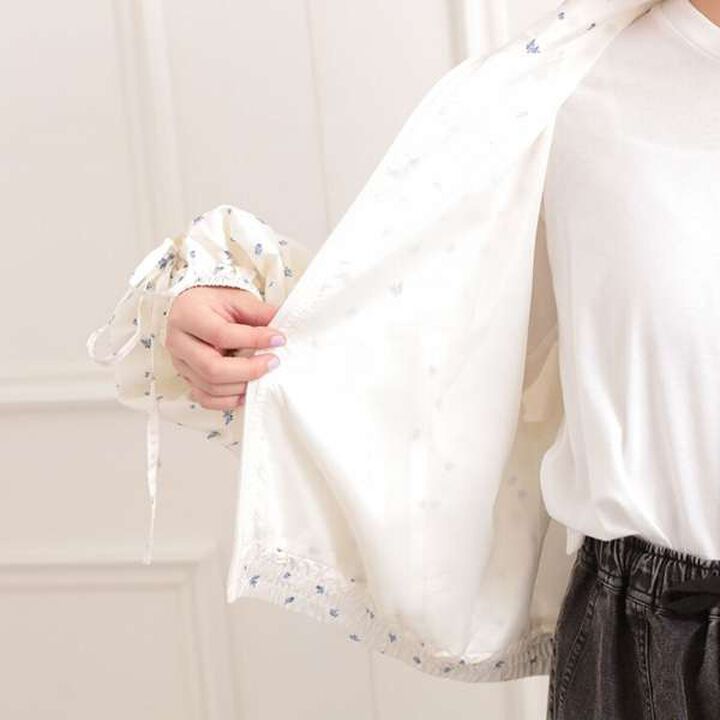 Drawstring Sleeve Bomber Jacket,Ivory, medium image number 8