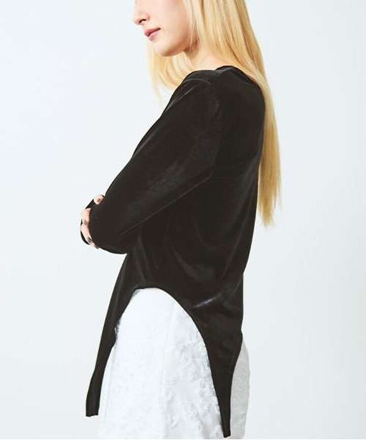 Velour Sequin Pullover,Blue gray, medium image number 2