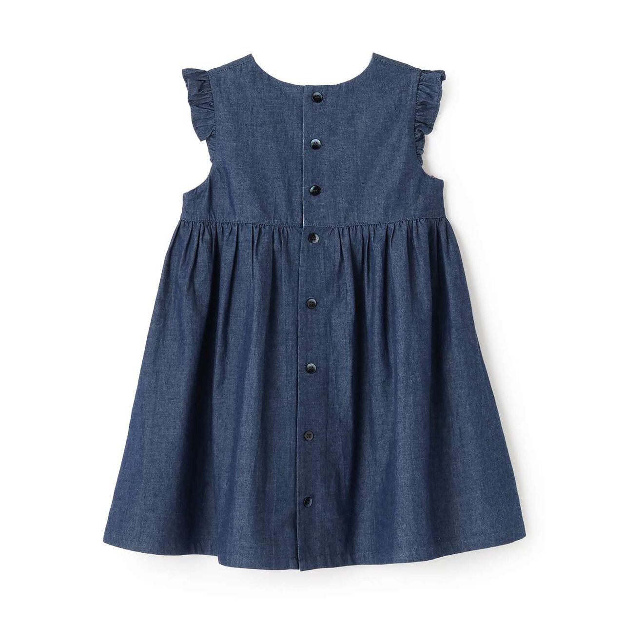 Denim Smocking Jumper Skirt,Navy, large image number 1