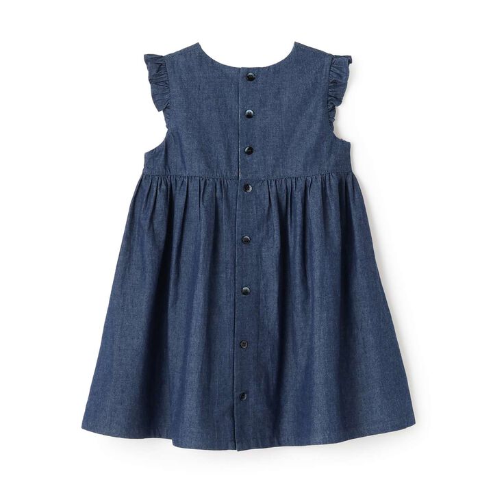 Denim Smocking Jumper Skirt,Navy, medium image number 1