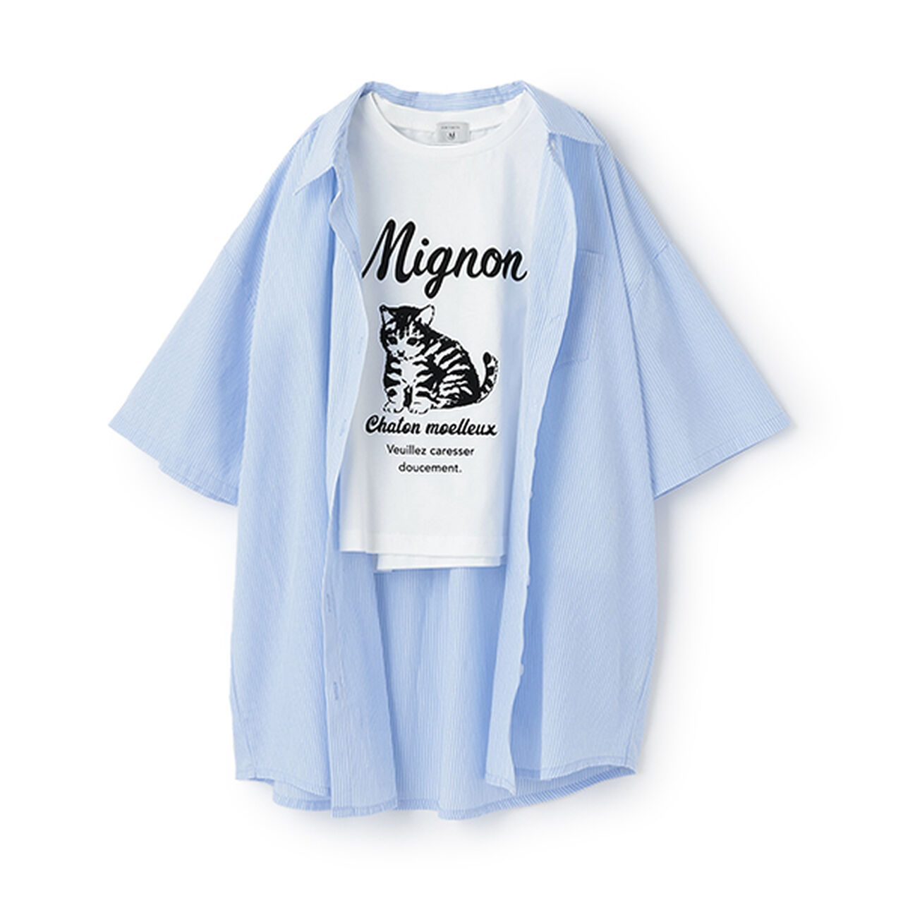 [New Colors Added Due to Popular Demand] [AMI] 5-Minute Sleeve Big Shirt x Compact T-Shirt,Off white, large image number 16