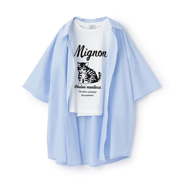 [New Colors Added Due to Popular Demand] [AMI] 5-Minute Sleeve Big Shirt x Compact T-Shirt,Off white, medium image number 16