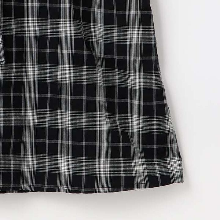 [100% Cotton] Checkered French Sleeve Shirt Dress,Black, medium image number 4